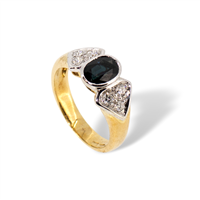 Anello da donna in oro giallo 18 kt con zaffiro nero e diamanti naturali – 6.20 g – Idee Preziose dal 1987 - IP.AK18M/1Z
